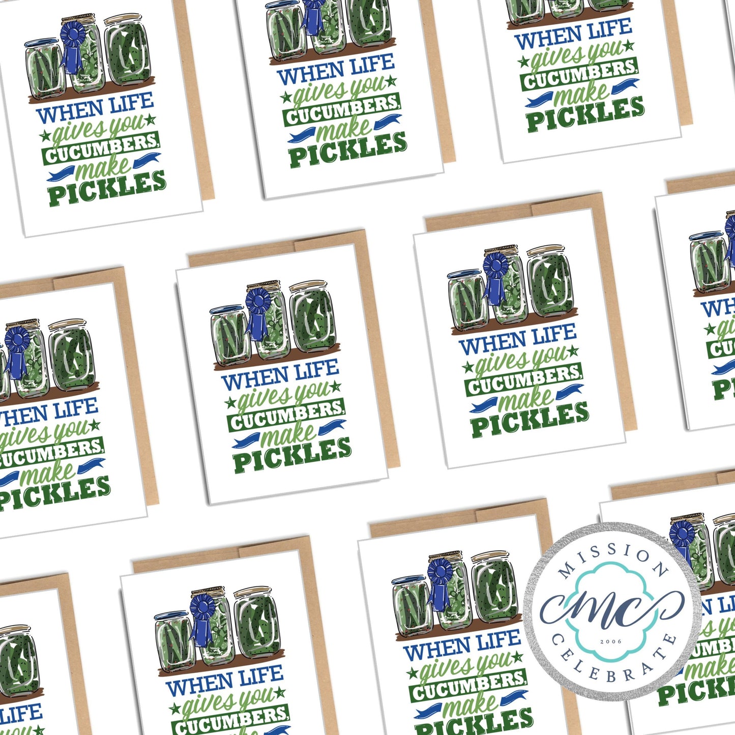 When Life Gives You Cucumbers, Make Pickles Art Greeting Card Folded Note Stationery Pickle Lovers A2 Size Note Card 4.25" x 5.5" or Set of 6 Note Cards (Copy) image 2
