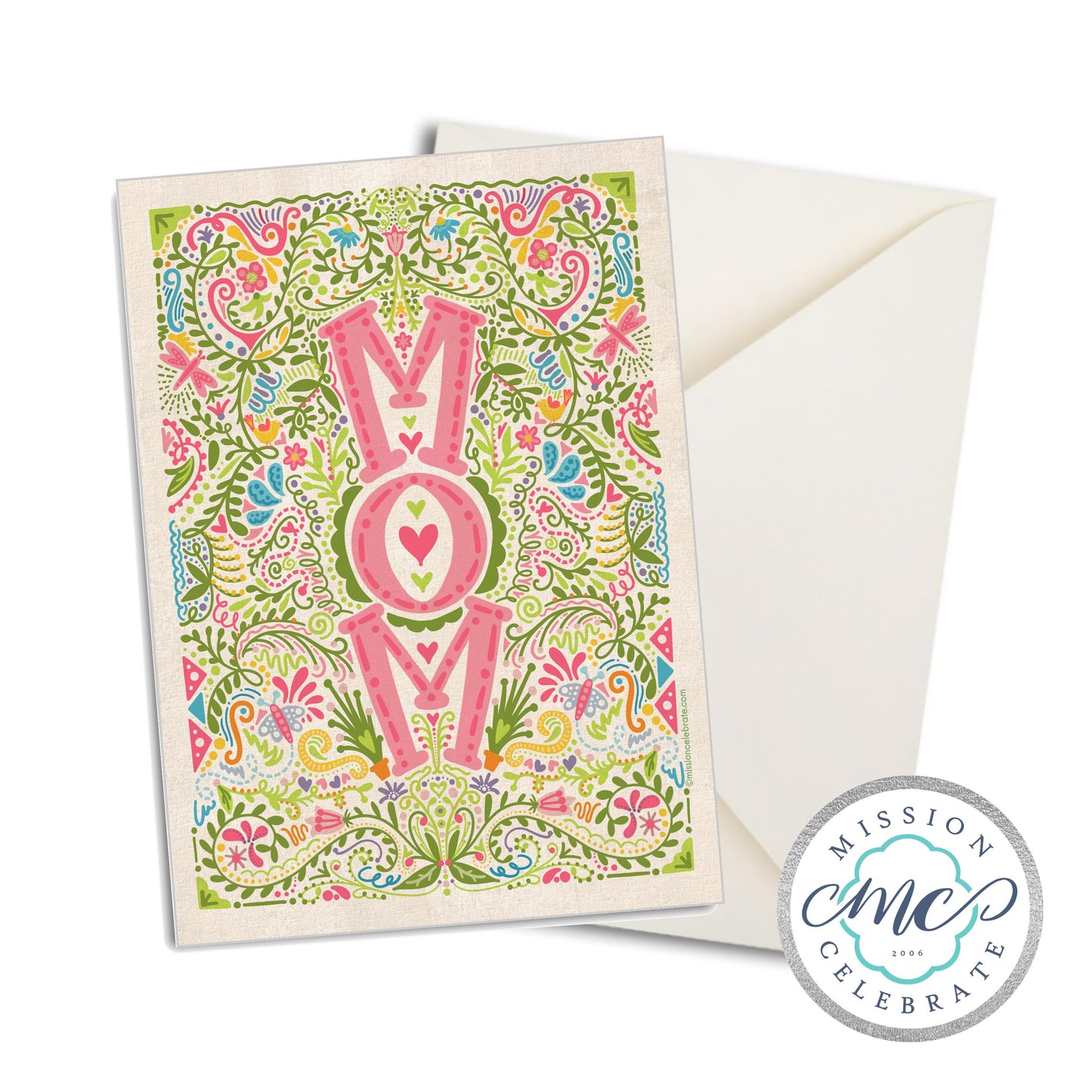 Happy Mother's Day MOM Hand Drawn Art Greeting Cards (A7 Size 5"x7" folded note note card with envelope)