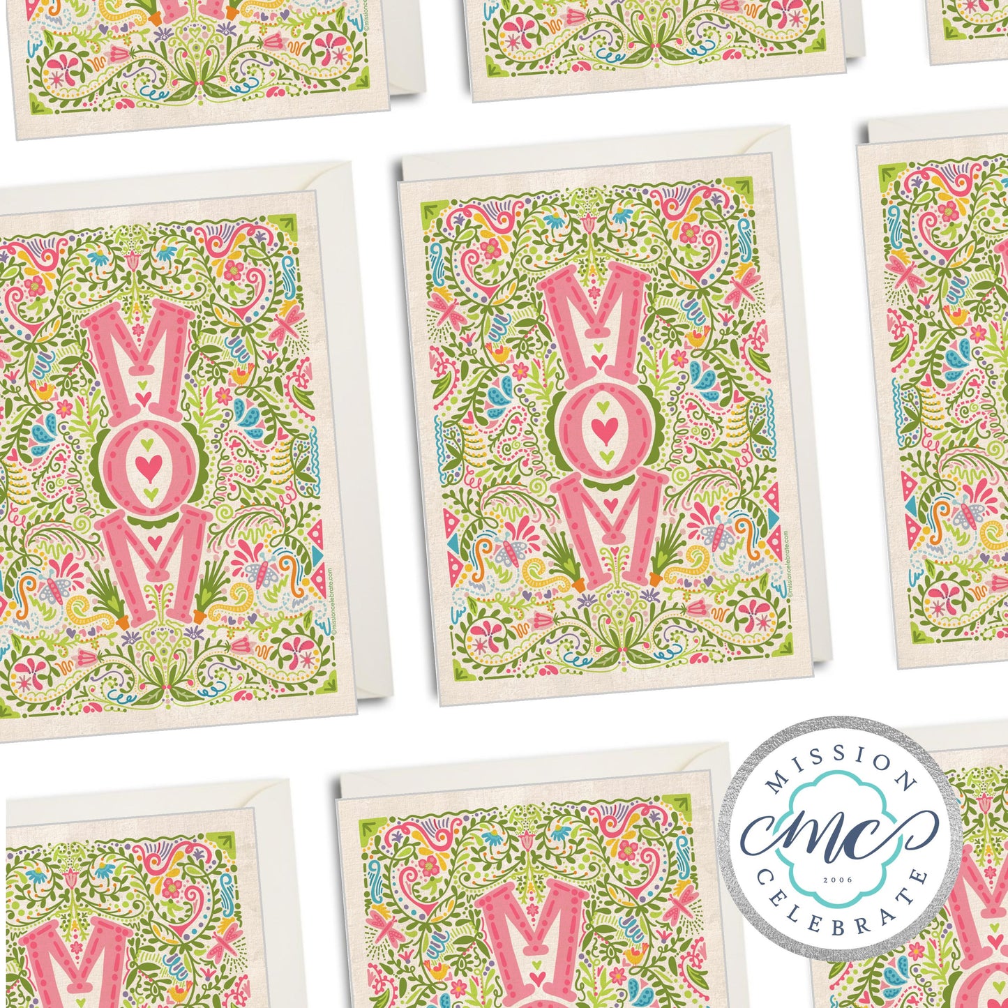Happy Mother's Day MOM Hand Drawn Art Greeting Cards (A7 Size 5"x7" folded note note card with envelope)
