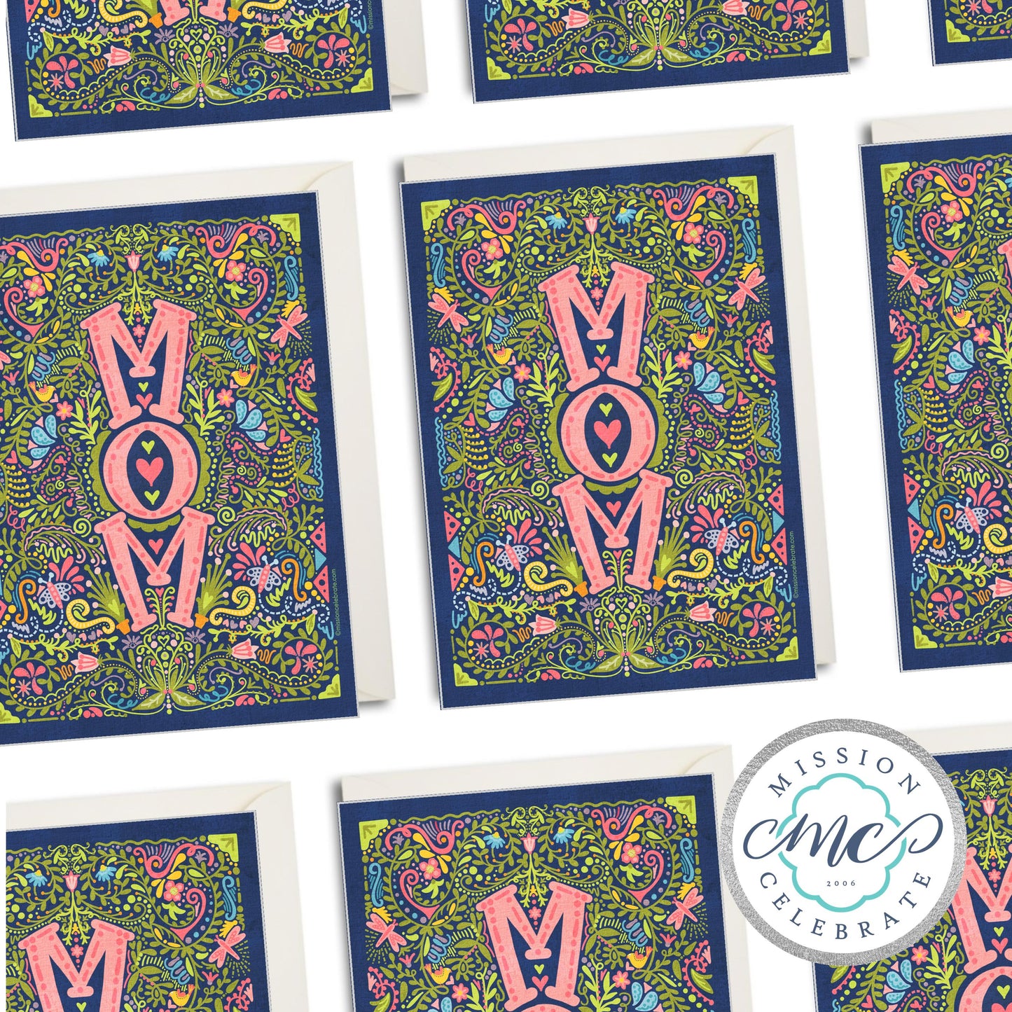Happy Mother's Day MOM Hand Drawn Art Greeting Cards (A7 Size 5"x7" folded note note card with envelope)