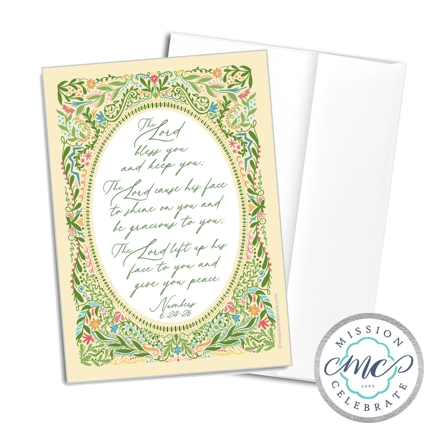 The Lord Bless You and Keep You The Lord Cause His Face to Shine On You and Be Gracious To You Numbers 6:24-26 Art (UPDATED) Greeting Cards (A7 Size 5"x7" folded note note card with envelope)