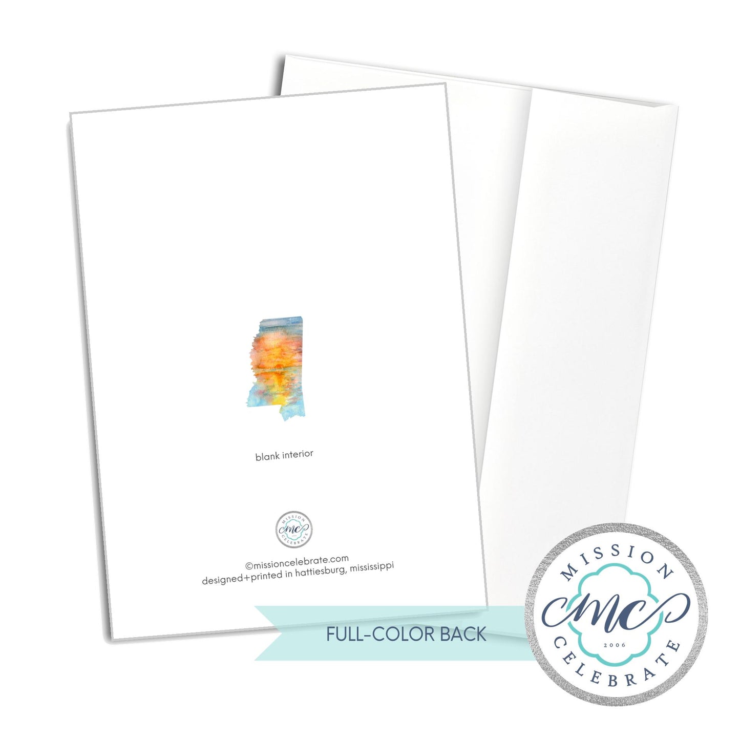 Mississippi Sunrise Original Watercolor Art Greeting Cards (A7 Size 5"x7" folded note note card with envelope)