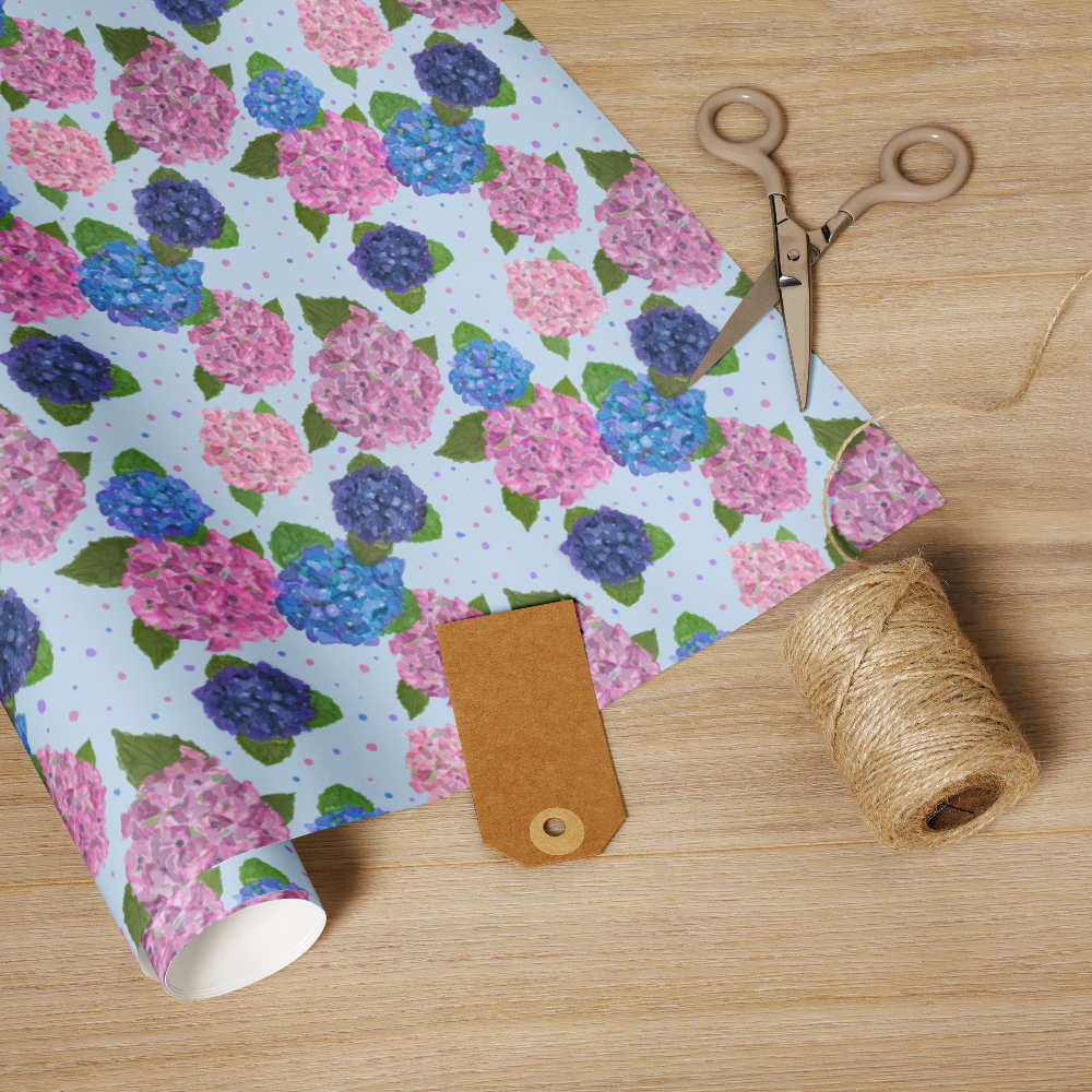 Happy Hydrangeas Art Wrapping Paper (3 lengths)