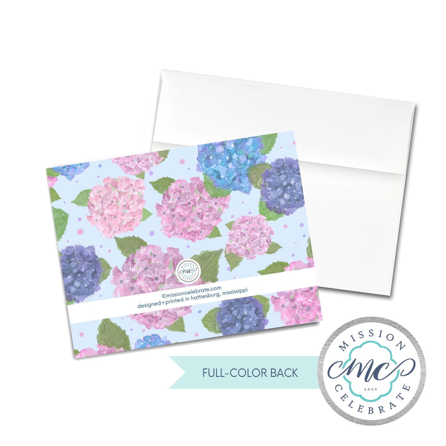 Happy Hydrangeas Original Watercolor Set of Eight (08) Folded Notes Stationery Set A2 Size 5.5"x4.25" with Envelopes