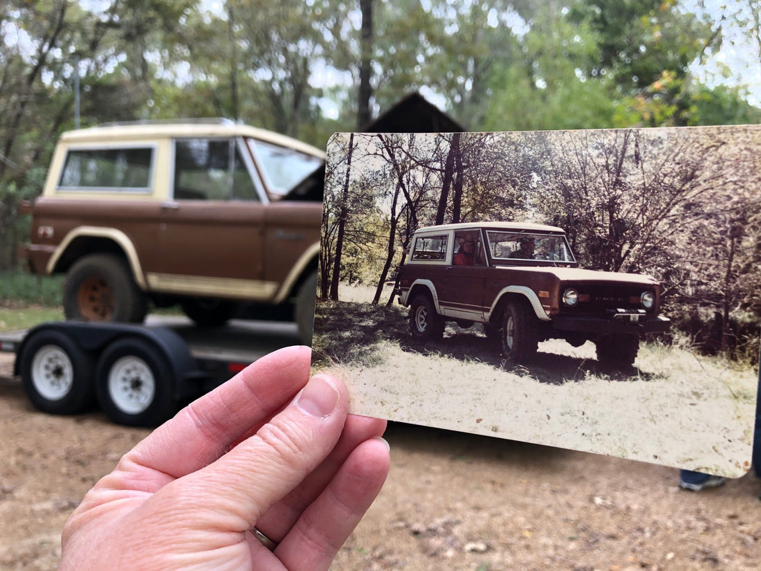 photo of a vintage bronco with an old photo of the same bronco