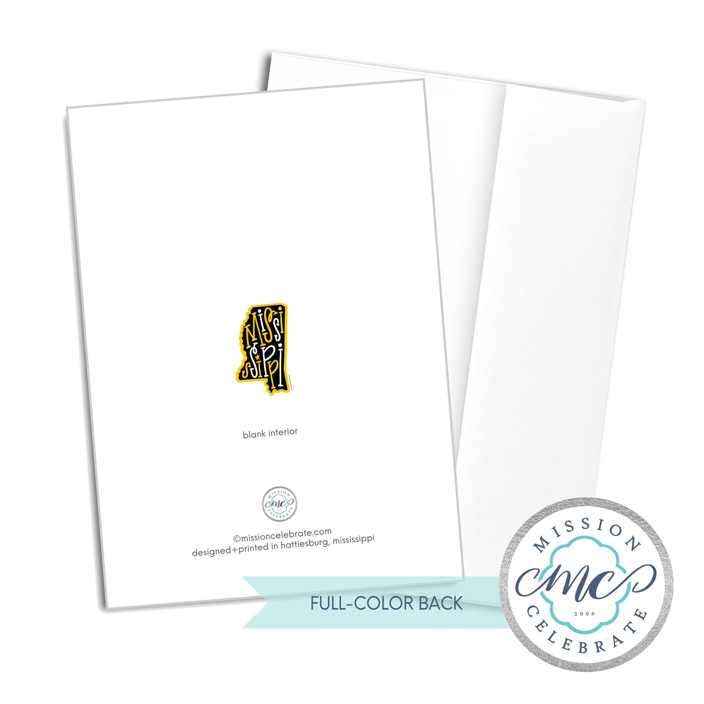 Mississippi Bouncy Letters Handlettered Original Art Greeting Cards (black & gold) (A7 Size 5"x7" folded note note card with envelope)