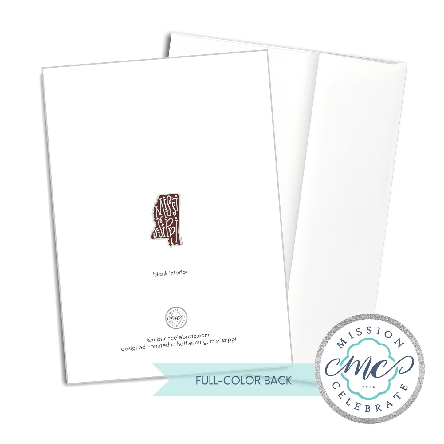 Mississippi Bouncy Letters Handlettered Original Art Greeting Cards (maroon & gray new) (A7 Size 5"x7" folded note note card with envelope)