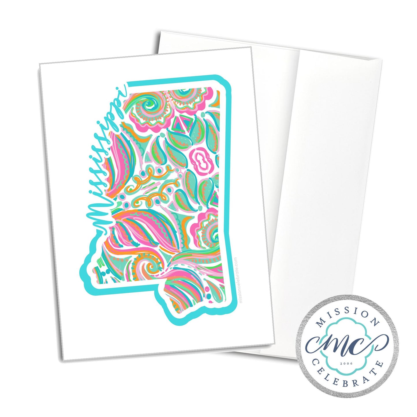 Mississippi Jubilee Handlettered Original Art Greeting Cards (A7 Size 5"x7" folded note note card with envelope)