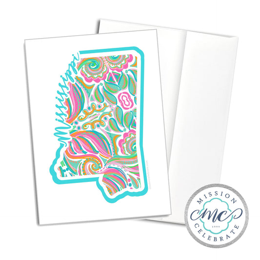 Mississippi Jubilee Handlettered Original Art Greeting Cards (A7 Size 5"x7" folded note note card with envelope)