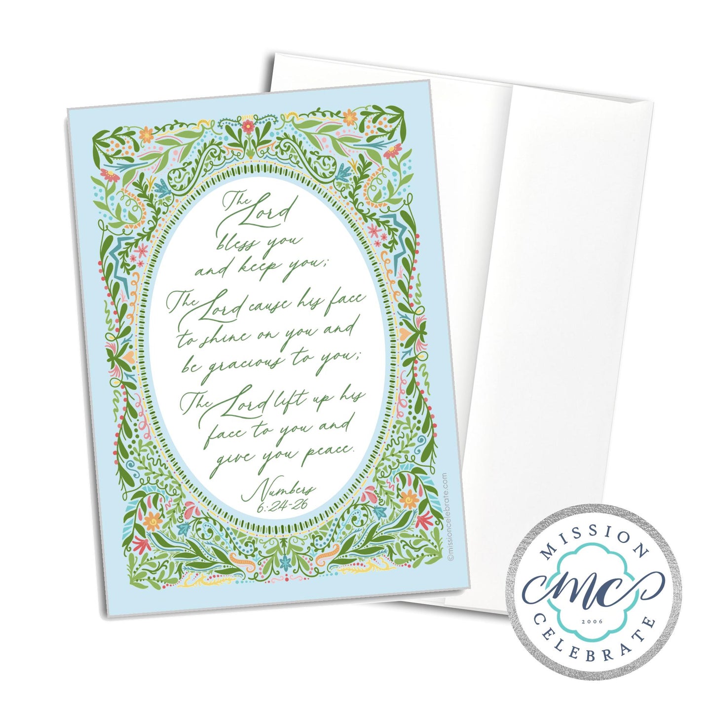 The Lord Bless You and Keep You The Lord Cause His Face to Shine On You and Be Gracious To You Numbers 6:24-26 Art (UPDATED) Greeting Cards (A7 Size 5"x7" folded note note card with envelope)