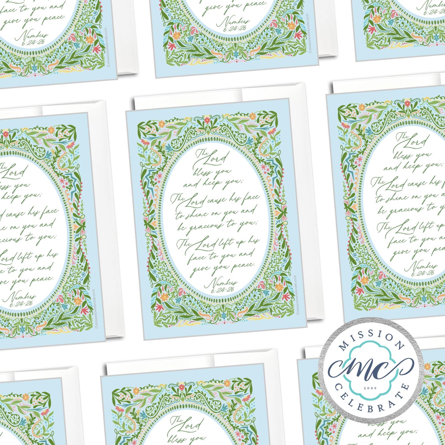 The Lord Bless You and Keep You The Lord Cause His Face to Shine On You and Be Gracious To You Numbers 6:24-26 Art (UPDATED) Greeting Cards (A7 Size 5"x7" folded note note card with envelope)