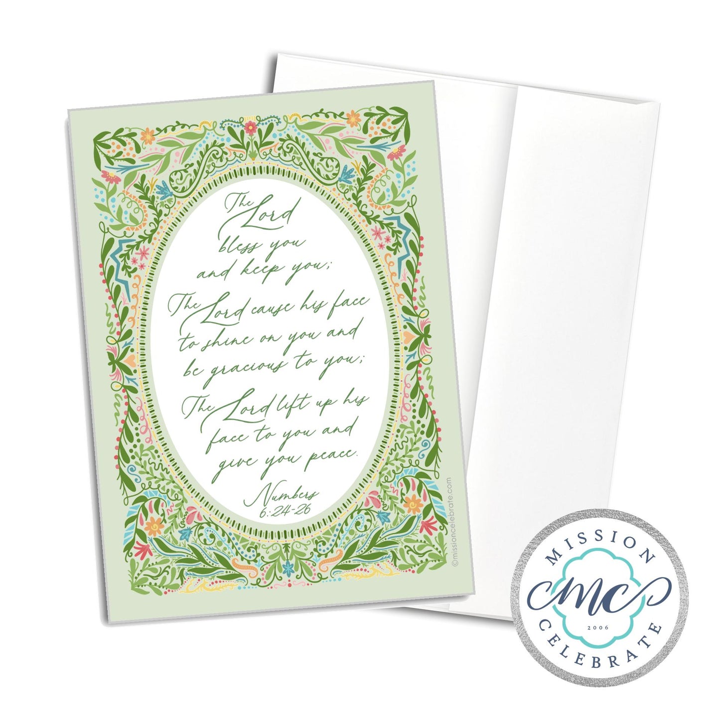 The Lord Bless You and Keep You The Lord Cause His Face to Shine On You and Be Gracious To You Numbers 6:24-26 Art (UPDATED) Greeting Cards (A7 Size 5"x7" folded note note card with envelope)