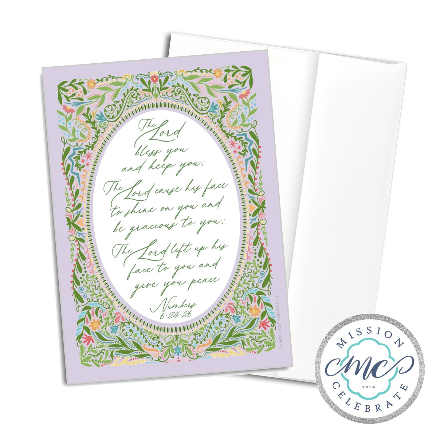 The Lord Bless You and Keep You The Lord Cause His Face to Shine On You and Be Gracious To You Numbers 6:24-26 Art (UPDATED) Greeting Cards (A7 Size 5"x7" folded note note card with envelope)