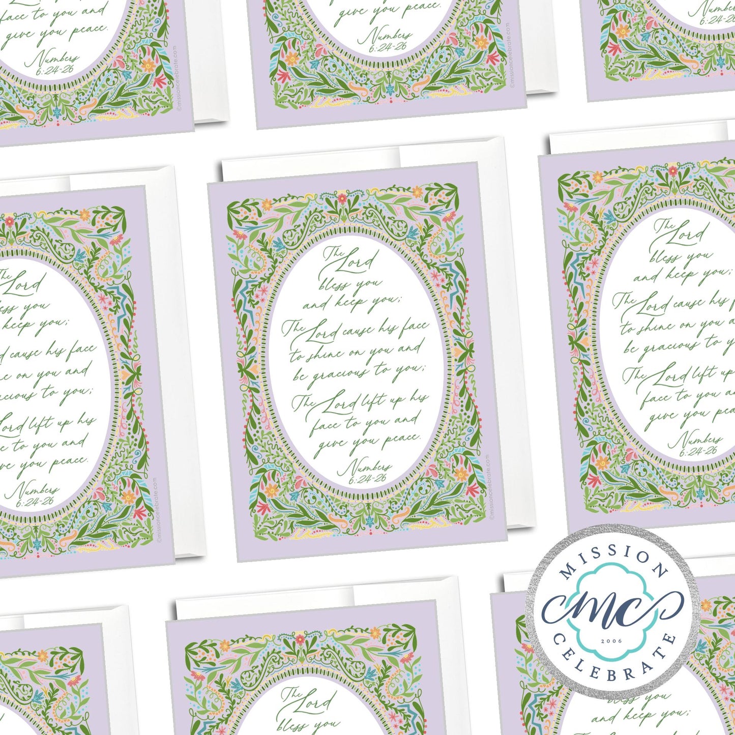 The Lord Bless You and Keep You The Lord Cause His Face to Shine On You and Be Gracious To You Numbers 6:24-26 Art (UPDATED) Greeting Cards (A7 Size 5"x7" folded note note card with envelope)