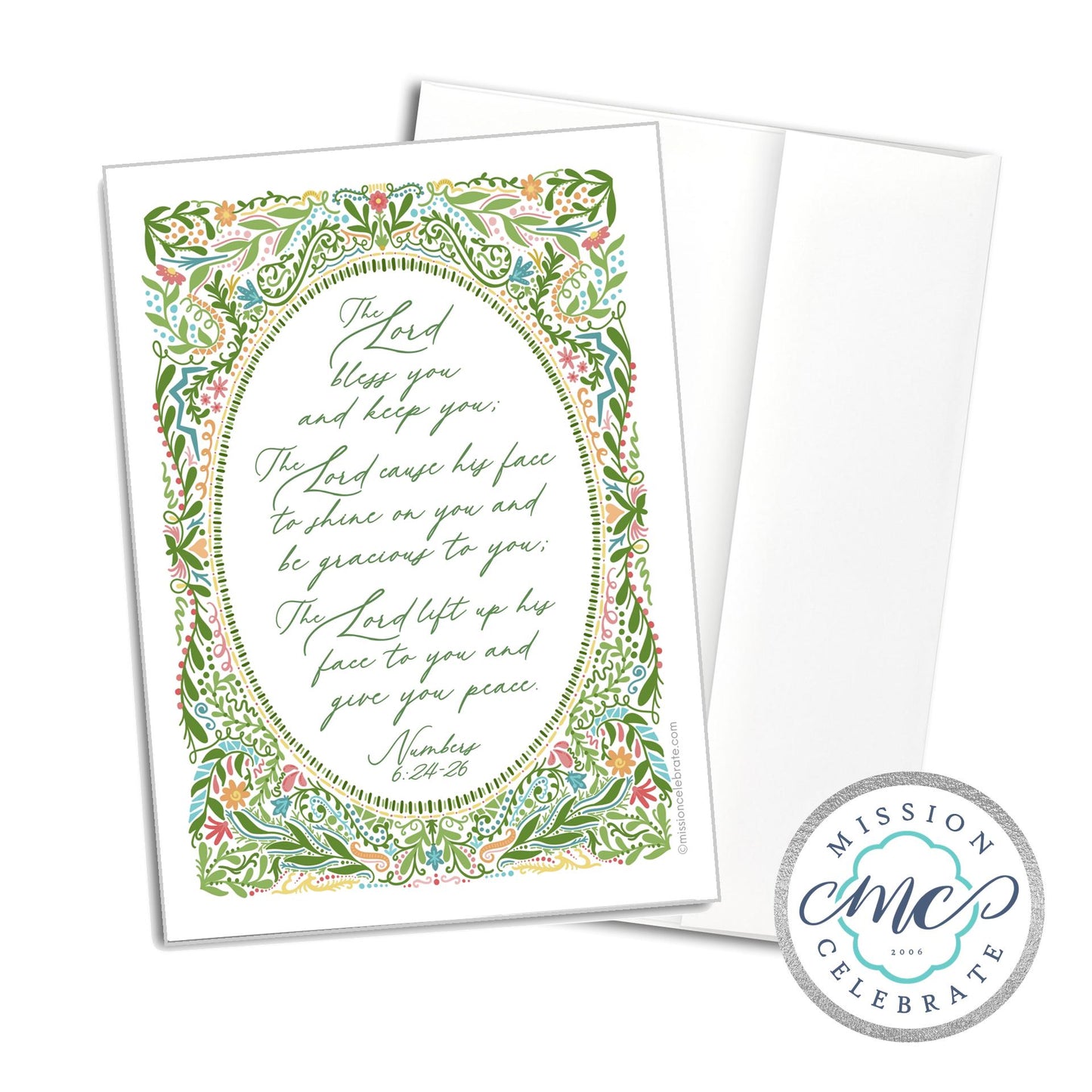 The Lord Bless You and Keep You The Lord Cause His Face to Shine On You and Be Gracious To You Numbers 6:24-26 Art (UPDATED) Greeting Cards (A7 Size 5"x7" folded note note card with envelope)