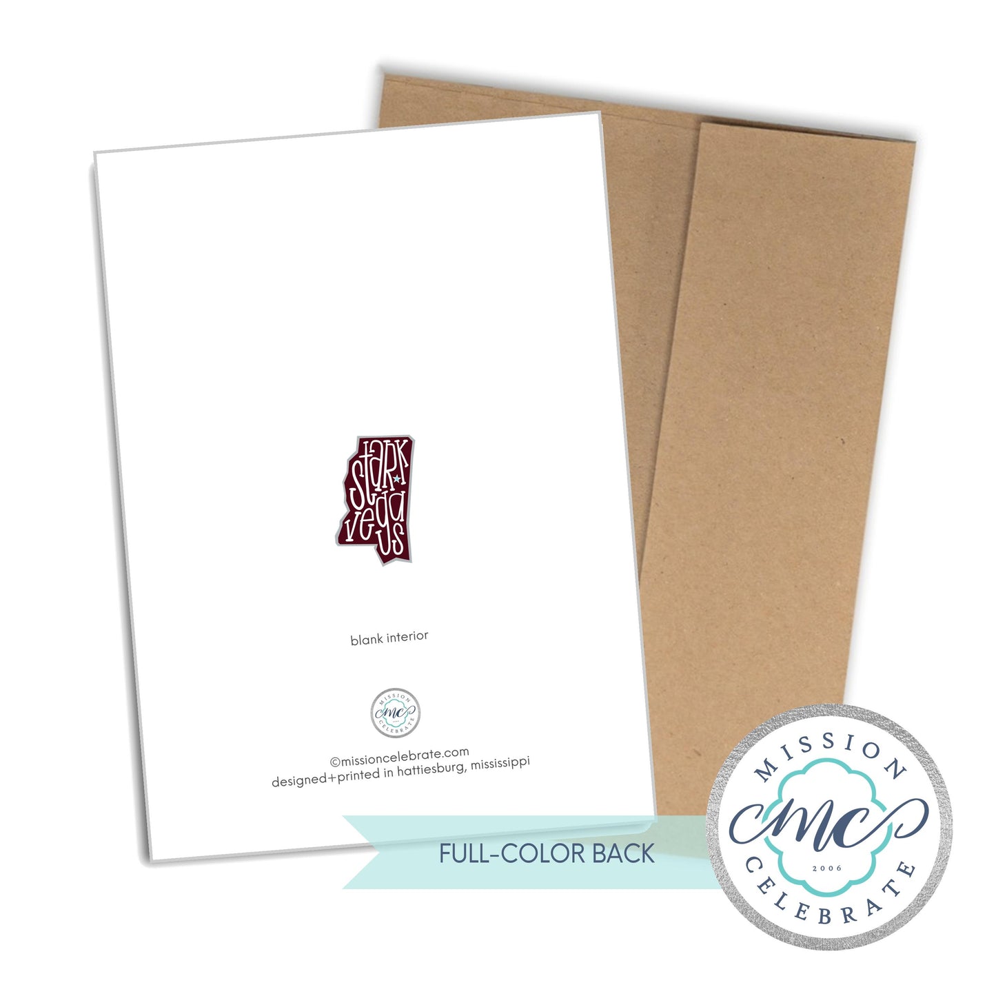 Starkville Starkvegas Collage Art by Mississippi Artist ©LeslieGonce Greeting Cards (A7 Size 5"x7" folded note note card with envelope)