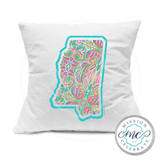 Mississippi Jubilee (art only) Hand Drawn Original Art Pillow Cover (with Pillow Insert) White 18"x18"