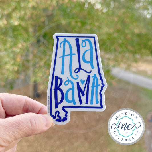 Alabama Bouncy Letters Handlettered Art Blues Decal (Interior / Exterior Use)