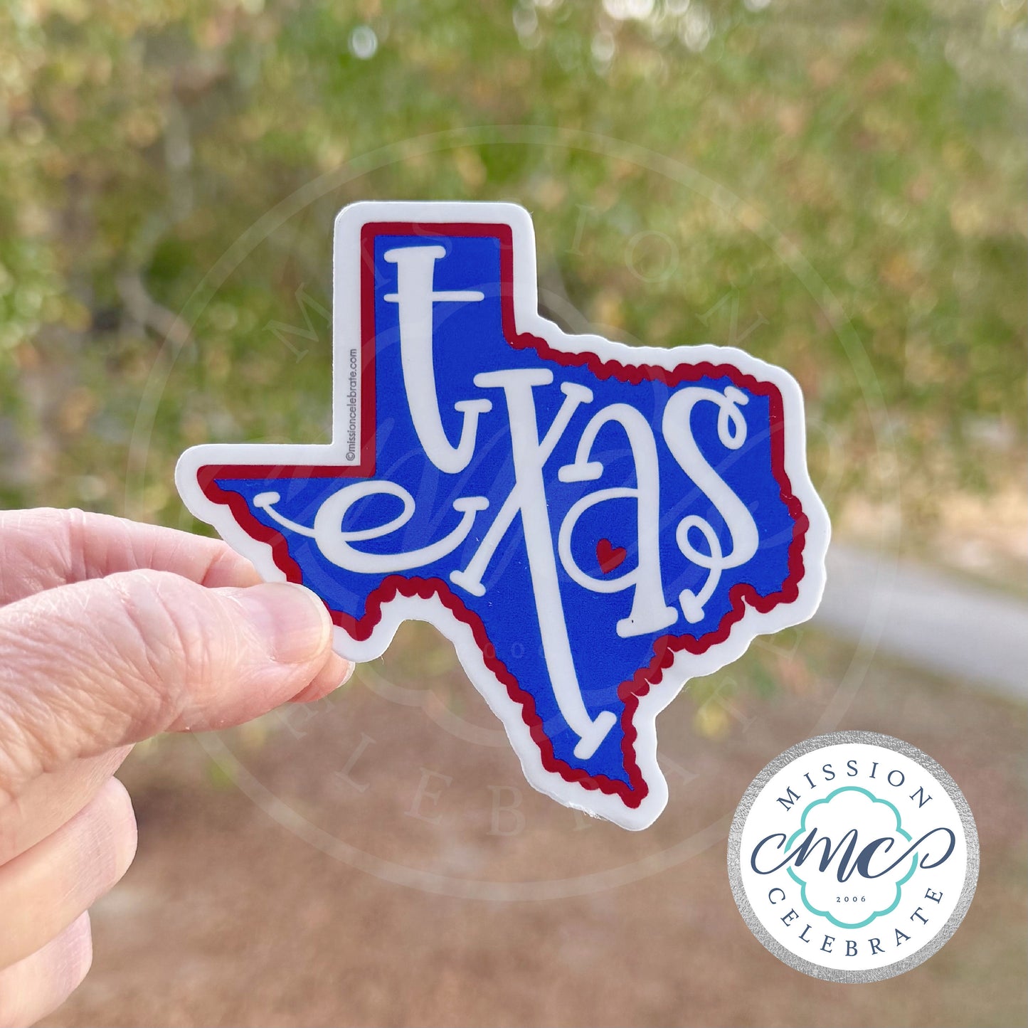 Texas Bouncy Letters Handlettered Art Red, White & Blue Decal (Interior / Exterior Use)