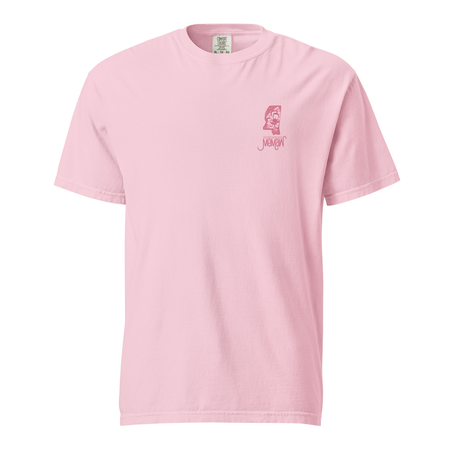 Mississippi Memaw "Be Sweet" Merch Comfort Colors Short Sleeve Tee PINK (front left, full back art)