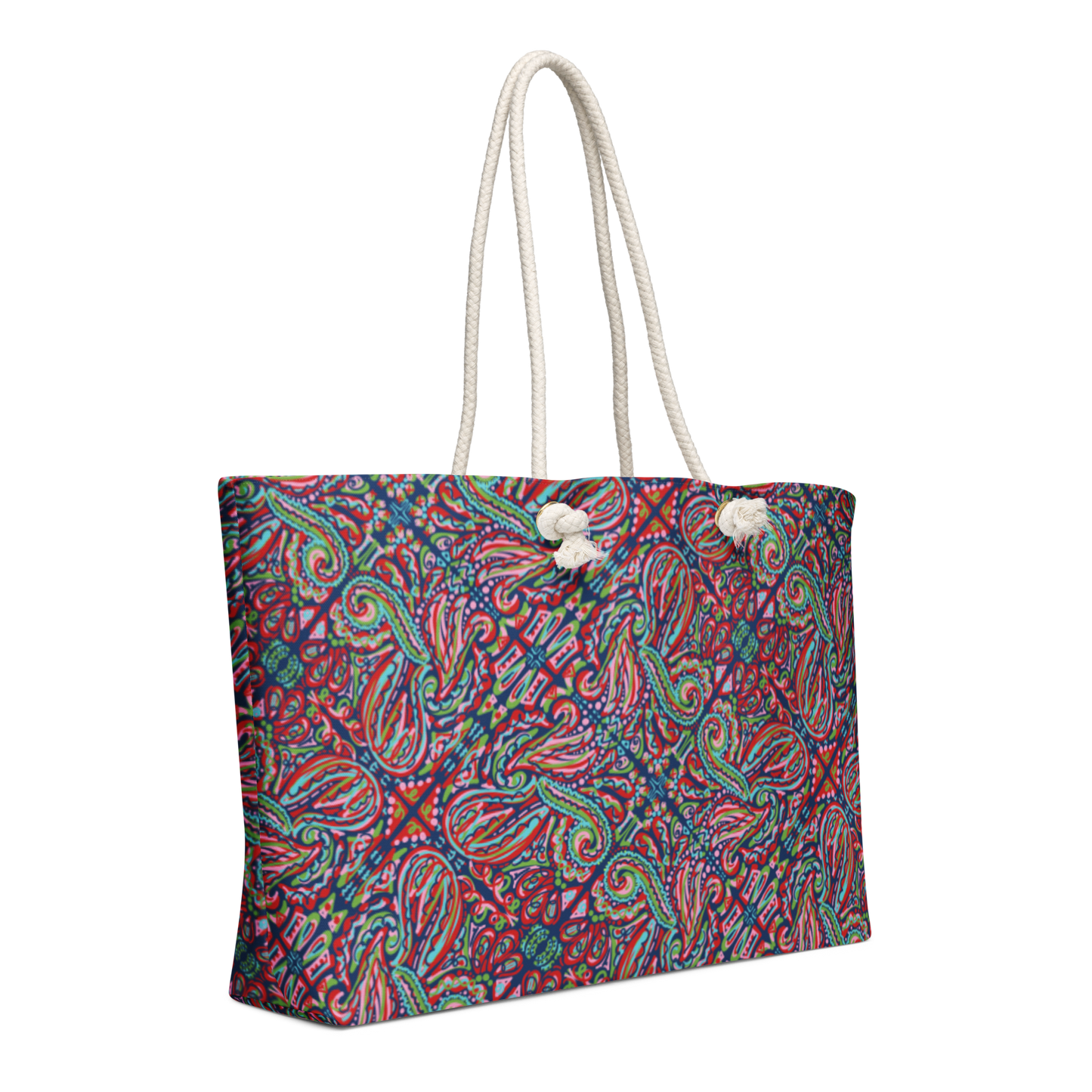 Jubilee Festive Art Oversized Weekender Bag with Rope Handles - handdrawn art by Mississippi Artist, Leslie Gonce